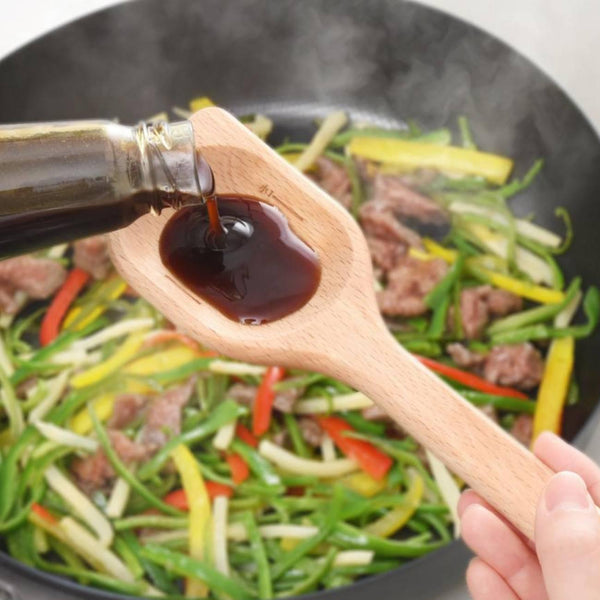 計量スプーンマーク29.5センチメートルと1木製調理ヘラの2