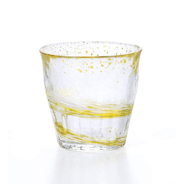 アデリア ハンドメイド ロックグラス 渦巻き模様 イエロー 300ml
