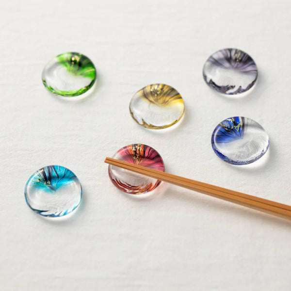 アデリア ハンドメイドガラス箸置き ゴールド アンバーガラスデザイン