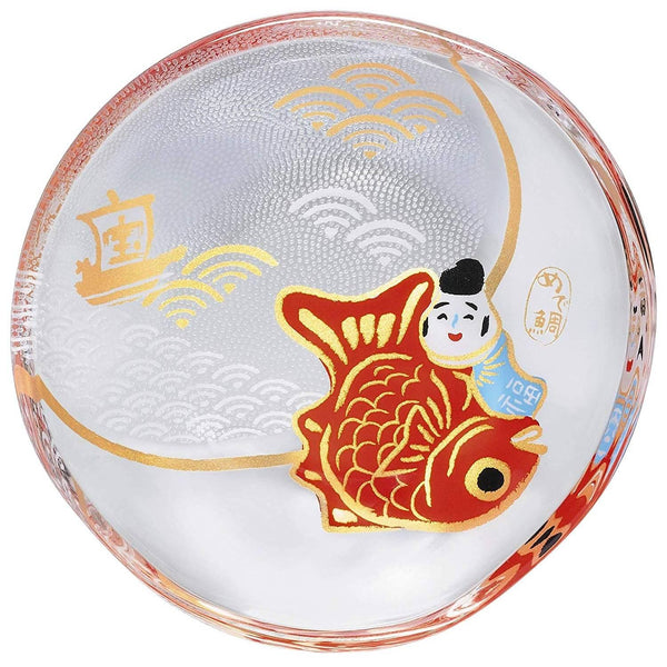 アデリア ガラス小皿 幸運の鯛デザイン 90mm