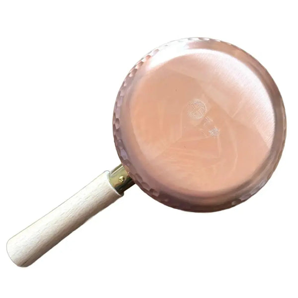 千歳木柄槌目銅ミルクパン12cm注ぎ口付