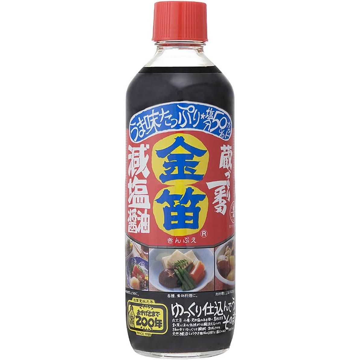 笛木醤油 金笛 塩分50%カット 樽熟成醤油 600ml