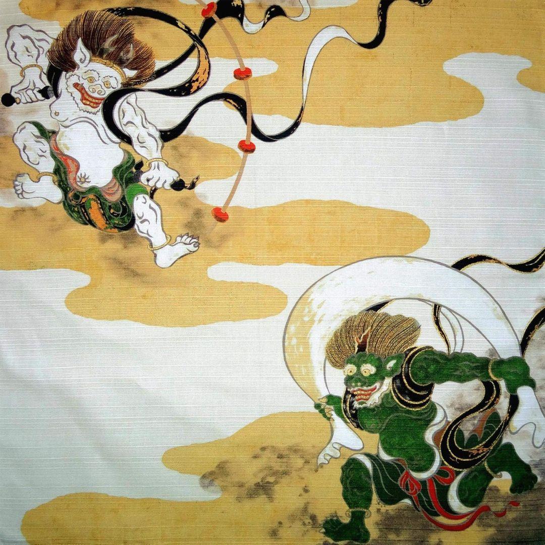 風呂敷 風神雷神 風雷神 綿風呂敷 48x48cm