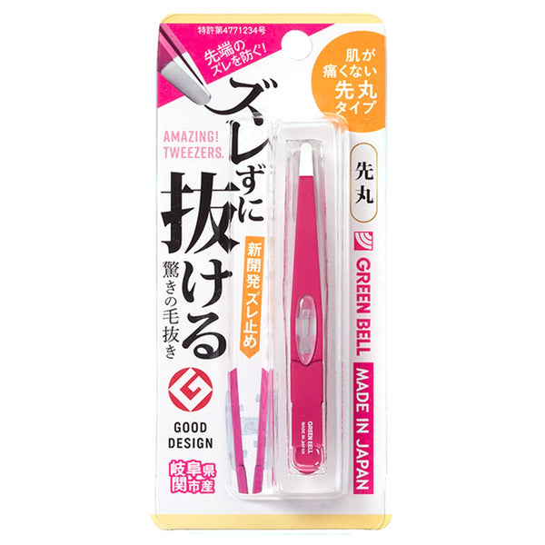 グリーンベル 日本製 丸型ピンセット ピンク 95mm