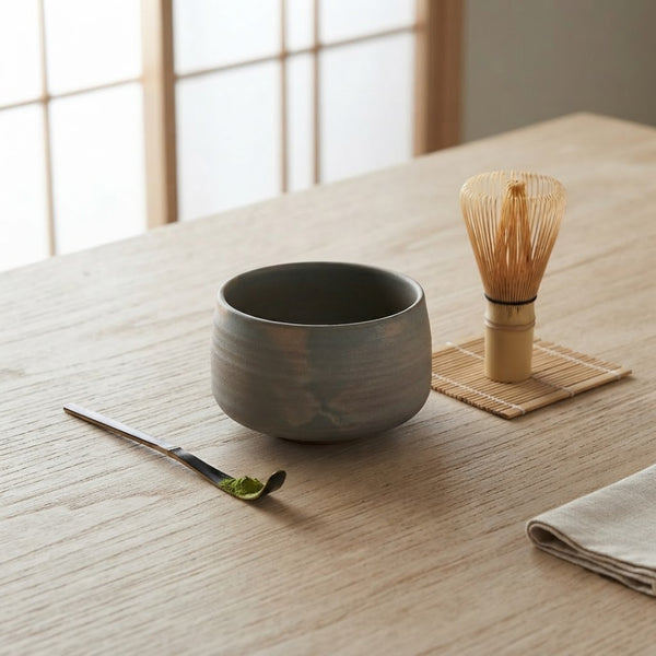 マッチャワン ハサミ焼 抹茶碗 陶器製茶碗 ゴールドベージュ釉