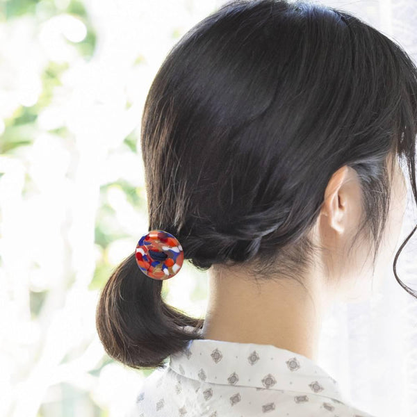 ヘアドロップ 手作りガラスビーズ ヘアタイ ラズベリーレッド ガラス