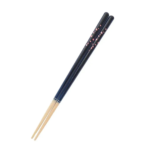 手造り木製箸ノンスリップ桜ブルー柄23cm