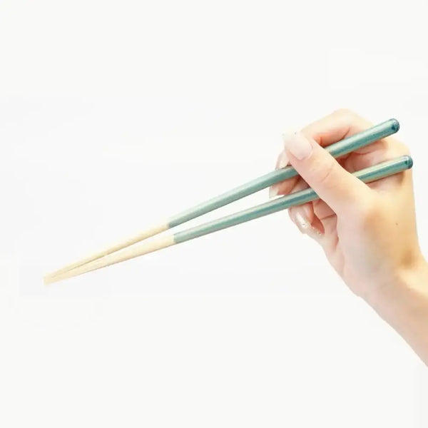 手作り木製箸 ノンスリップ 食洗機対応 フォギーブルー 21cm
