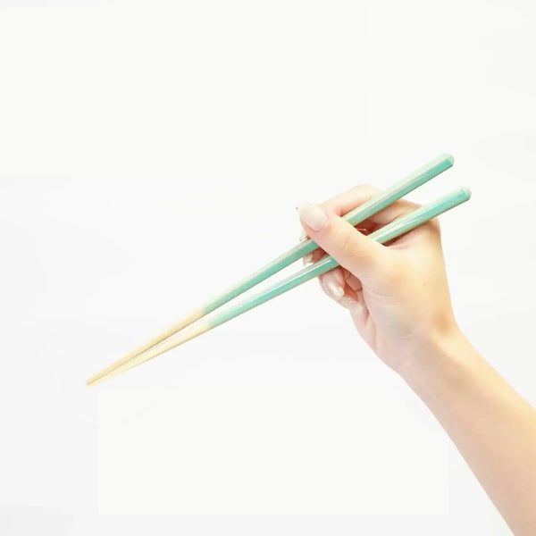 手作り木製箸 ノンスリップ 食洗機対応 緑青 23cm