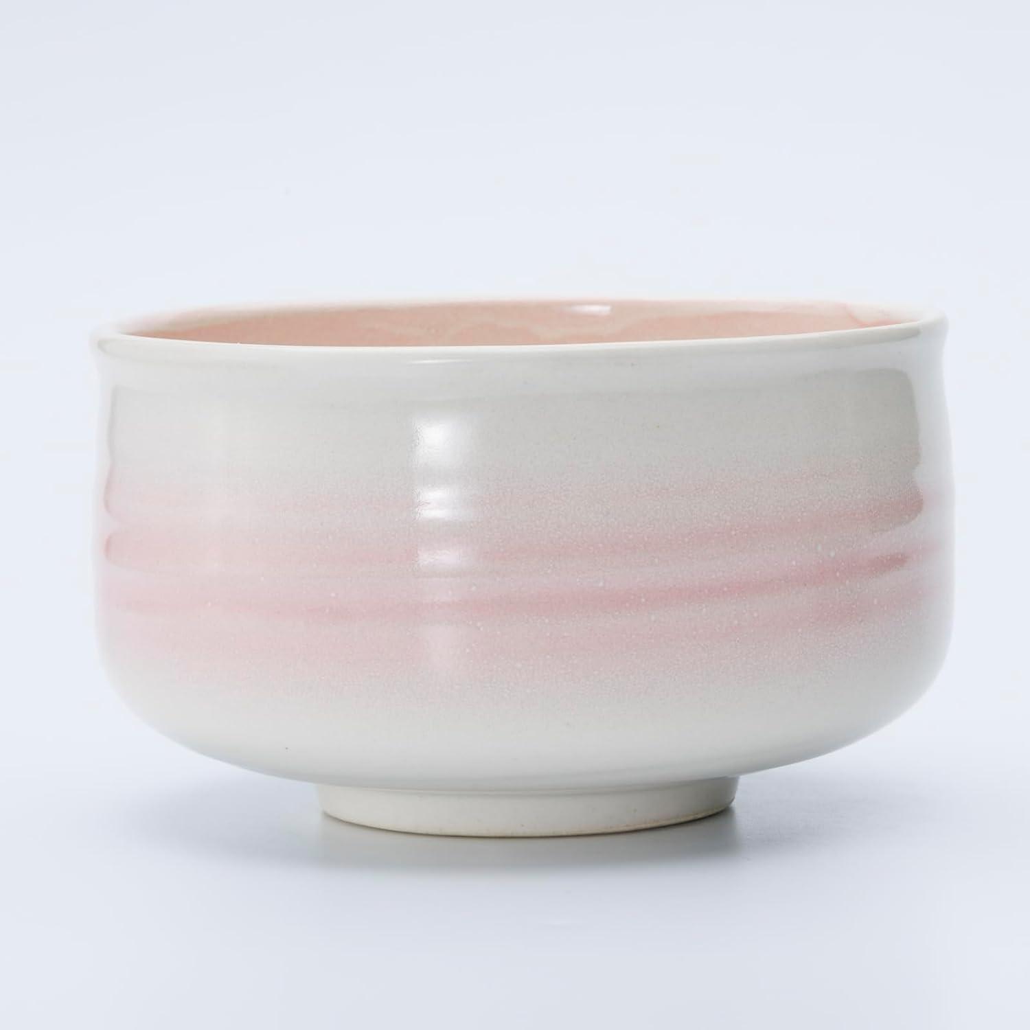 ハサミ磁器 抹茶碗 ピンク 木箱付き