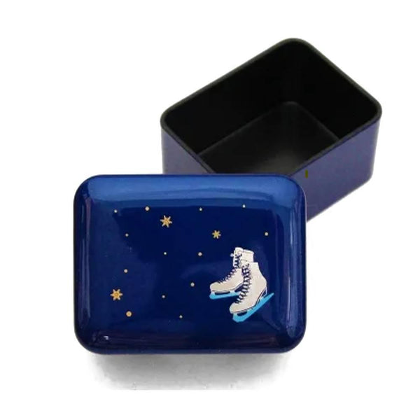 インディゴ・ブルー漆塗り小物ケース アイススケートと星のデザイン