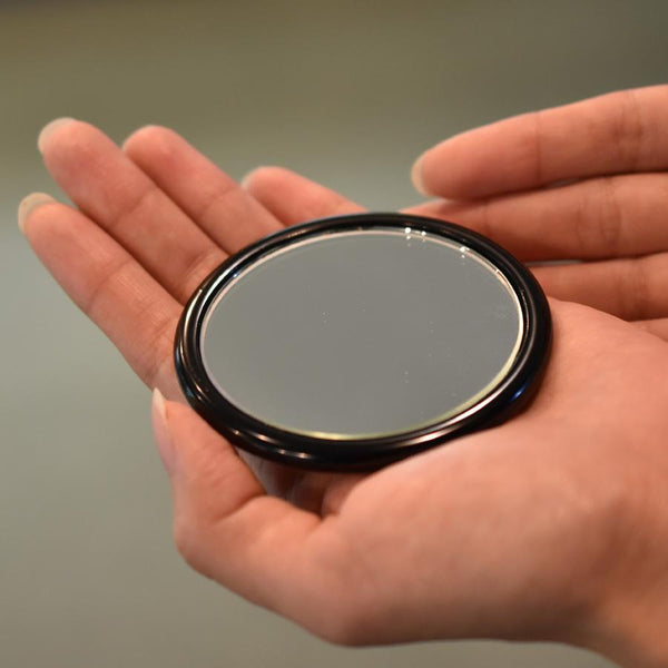 井助 コンパクト手鏡 紫陽花柄 漆塗り ミラー バッグ付き