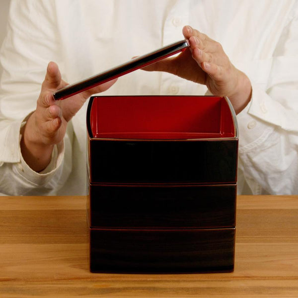 井助 三段弁当箱 伝統漆器 ランチボックス 18cm
