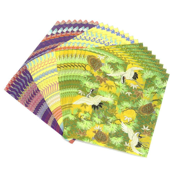 上磯和紙 鶴模様千代紙 折り紙 24枚。