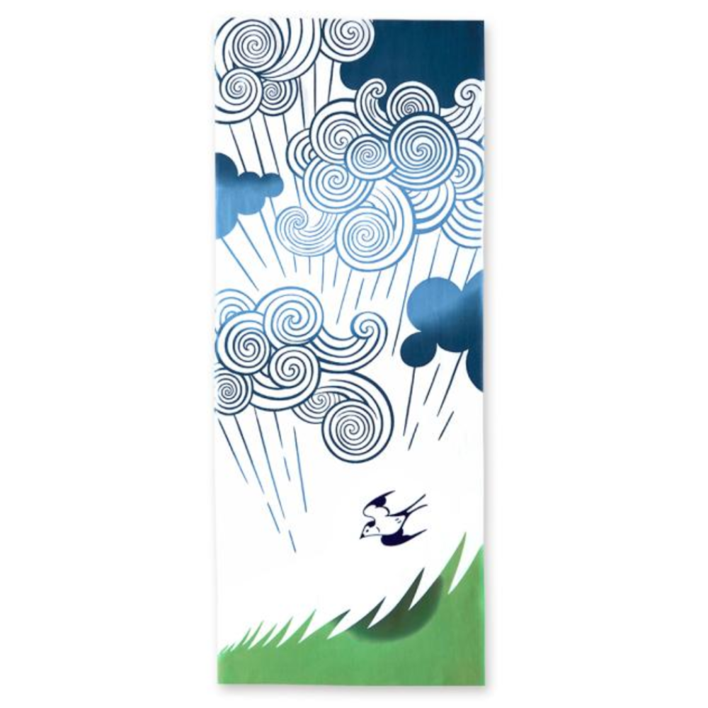 ケネマ手ぬぐい 雨雲 日本の伝統的な手染め布