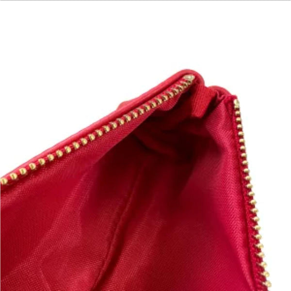 ライフ本革レッドラージペンケースナイロン裏地&ジッパー開閉