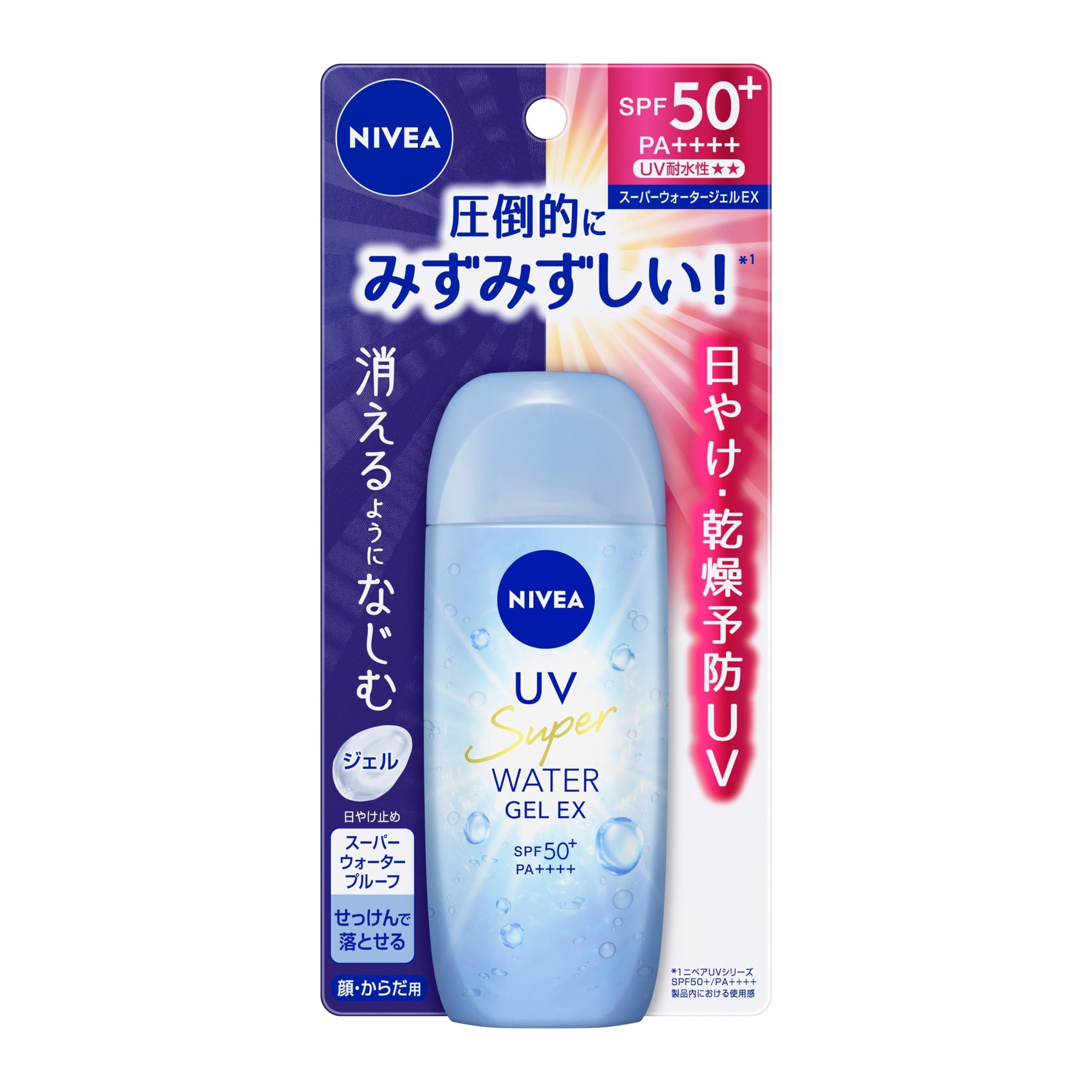 ニベアUV スーパーウォータージェルEX ウォータープルーフ日焼け止め SPF50+ 80g