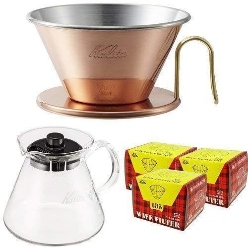 Kalita カッパーウェーブ コーヒードリッパー + ガラスサーバー + ペーパーフィルターセット
