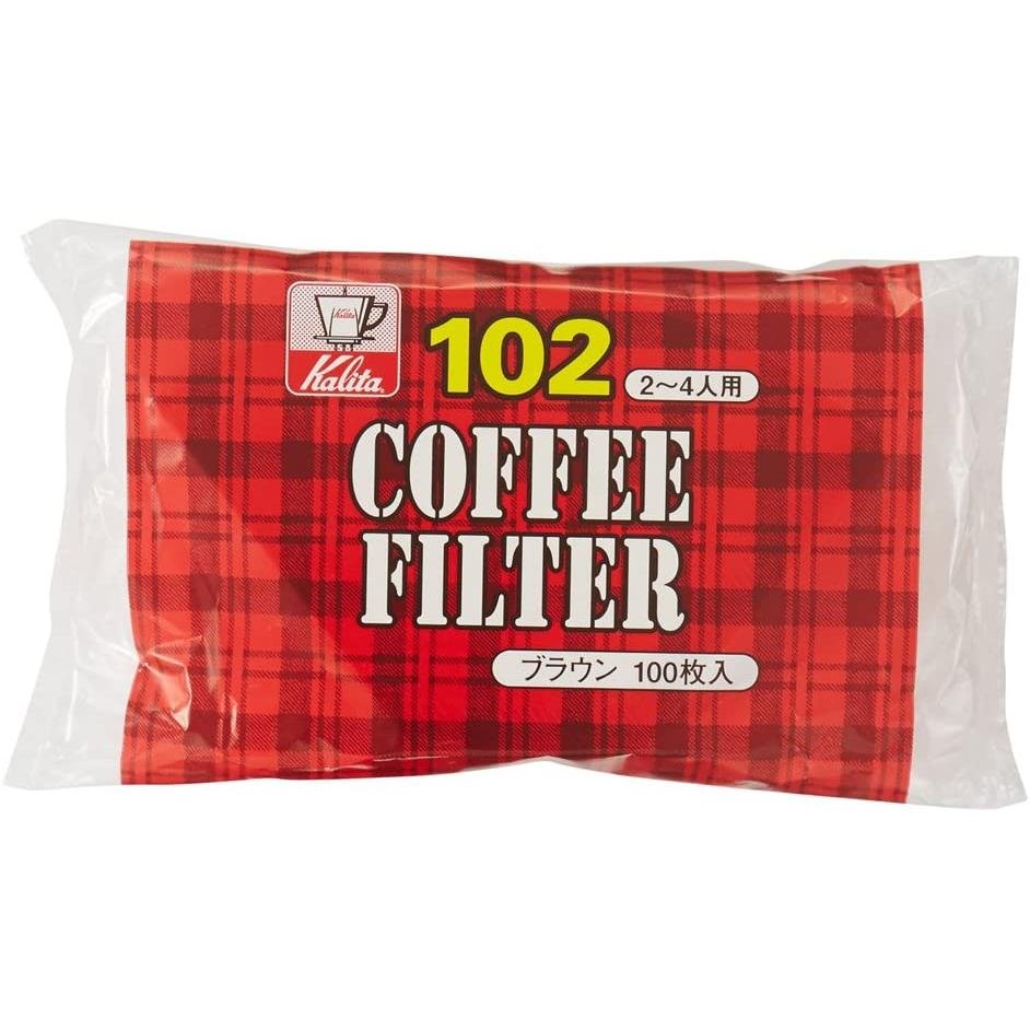 Kalita 無漂白円錐型コーヒーフィルター NK102 100枚入り。