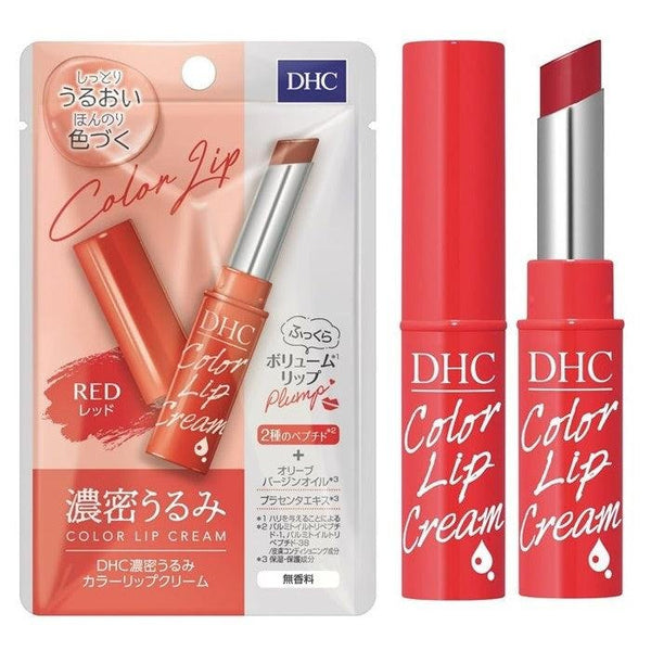 DHC カラーリップクリーム 無香料 ナチュラルリップスティック レッド 1.5g