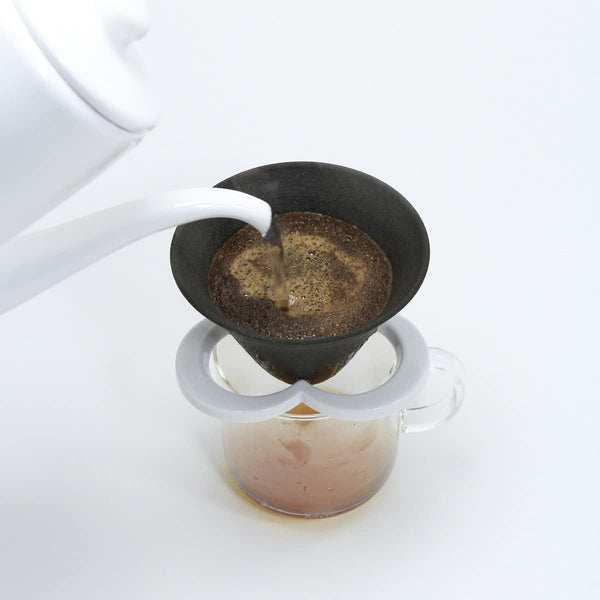 月うさぎ ブラック&ホワイト セラミックコーヒードリッパーフィルターセット