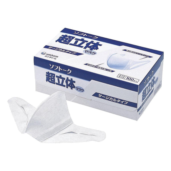 ユニチャーム ソフトーク ホワイトサージカルフェイスマスク(三層マスク)100枚入り。