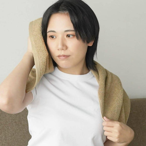 速乾吸水ソフトフェイスタオル 和紙&コットン 栗色 80cm