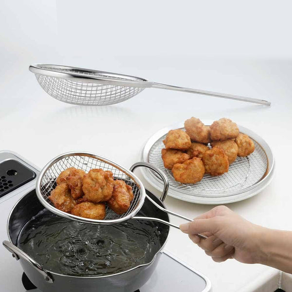 シモムラ フライヤー用スキマー ステンレス製 ラージホール メッシュスクープ 30cm