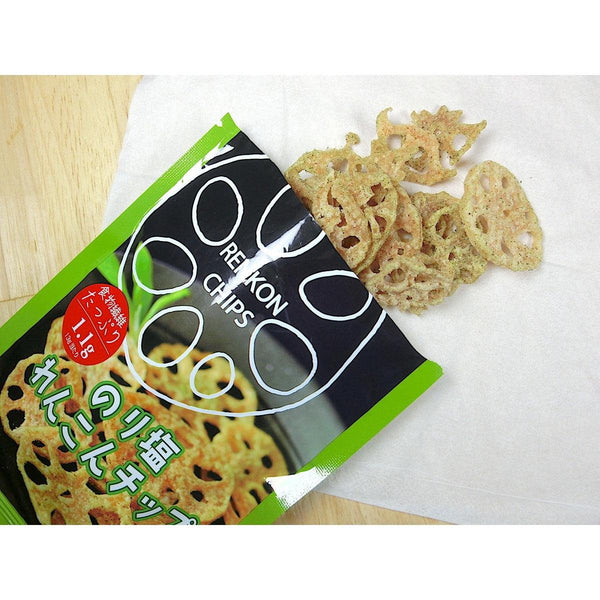 総甘海苔レンコンチップス 日本の海藻風味レンコンチップス 18g (6個パック)