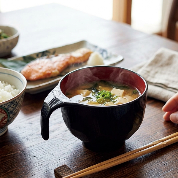 スタッキングボウル 黒赤亀甲柄スープカップ