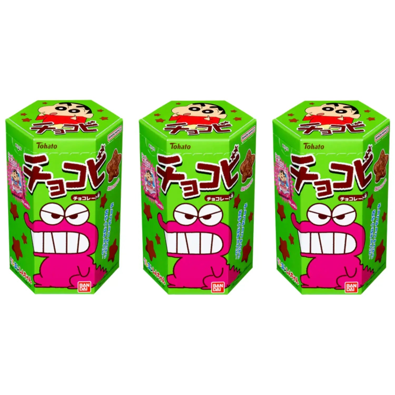 東ハト チョコビ 星型チョコレートコーンパフスナック + しんちゃんステッカー 25g (3個パック)