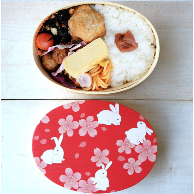 若長 木製弁当箱 うさぎとさくら 和食弁当箱 700ml
