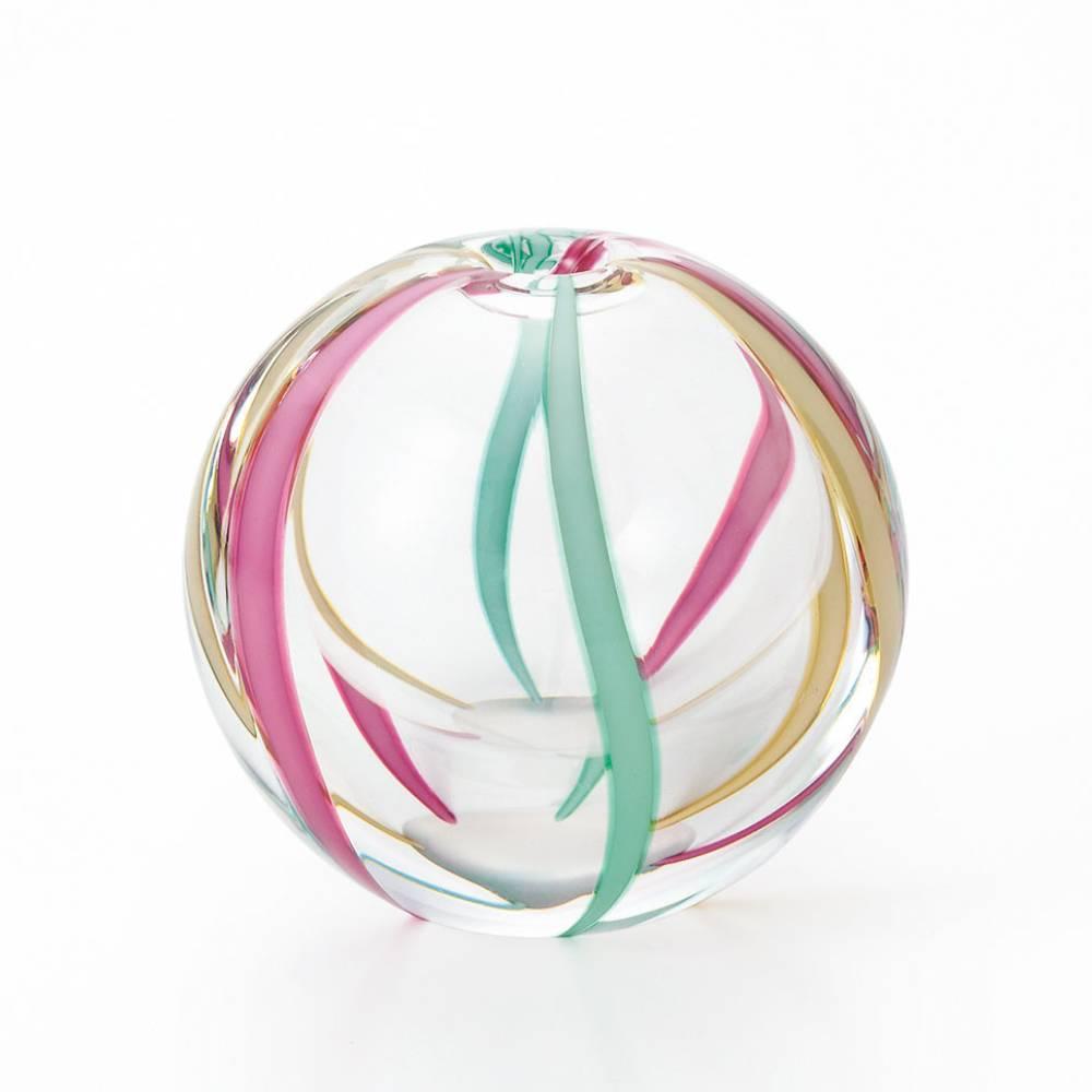 アデリア カラフルガラス手毬小花生 65mm