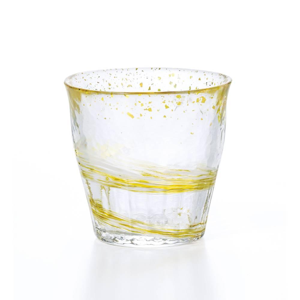 アデリア ハンドメイド ロックグラス 渦巻き模様 イエロー 300ml