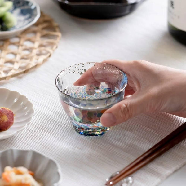 アデリアハンドメイドゴールドフレークカラフルショットグラス85ml（ペアセット）