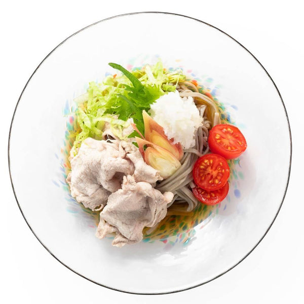 アデリア・ラージ・ガラス・サービング・プレート ブルー花火デザイン 230mm