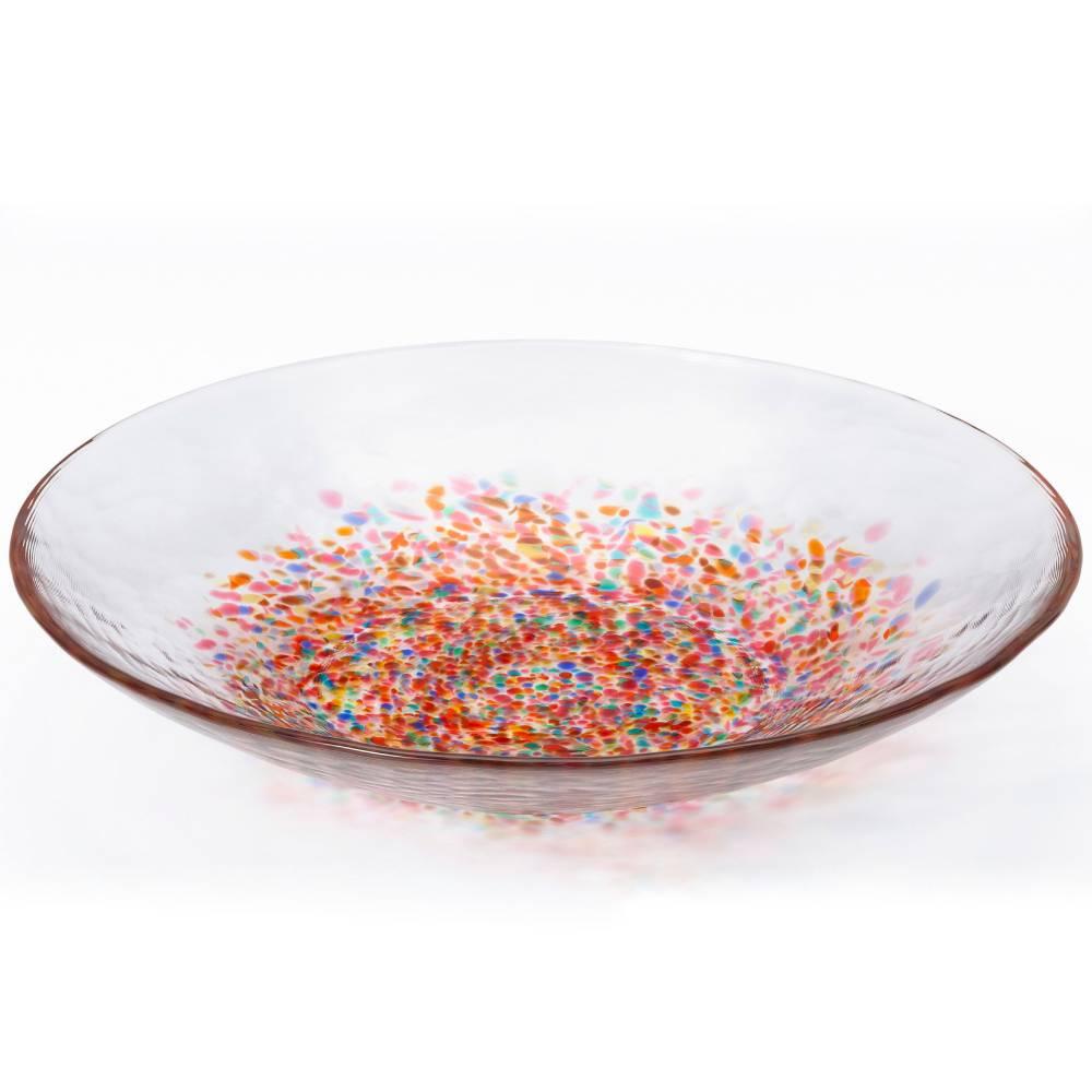 アデリア・ラージ・ガラス・サービング・プレート レッド花火デザイン 230mm