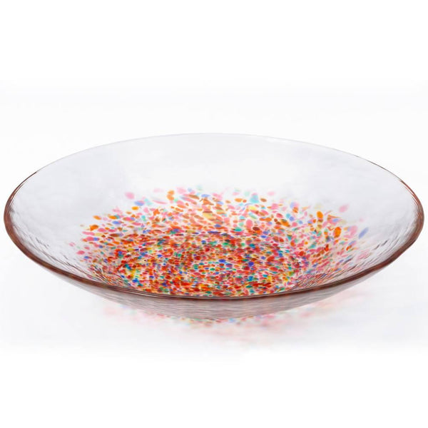 アデリア・ラージ・ガラス・サービング・プレート レッド花火デザイン 230mm