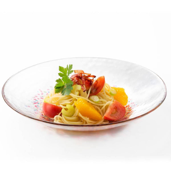 アデリア・ラージ・ガラス・サービング・プレート レッド花火デザイン 230mm