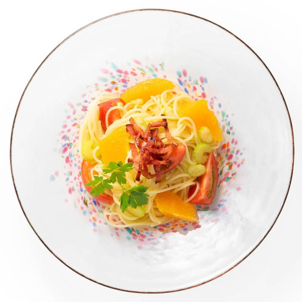 アデリア・ラージ・ガラス・サービング・プレート レッド花火デザイン 230mm