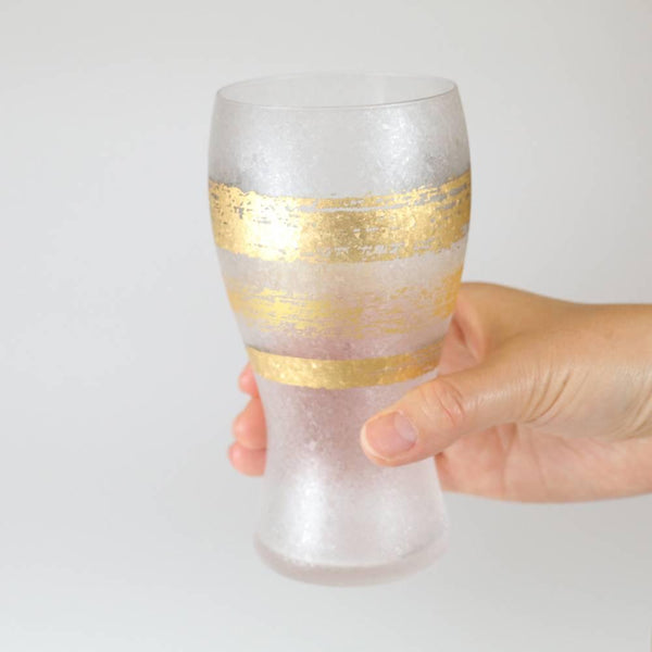 アデリア プレミアム ゴールドパターン フロストビールグラス 380ml