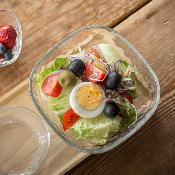 アデリア スクエアボウル 大 ディンプルガラス サービングディッシュ 165mm