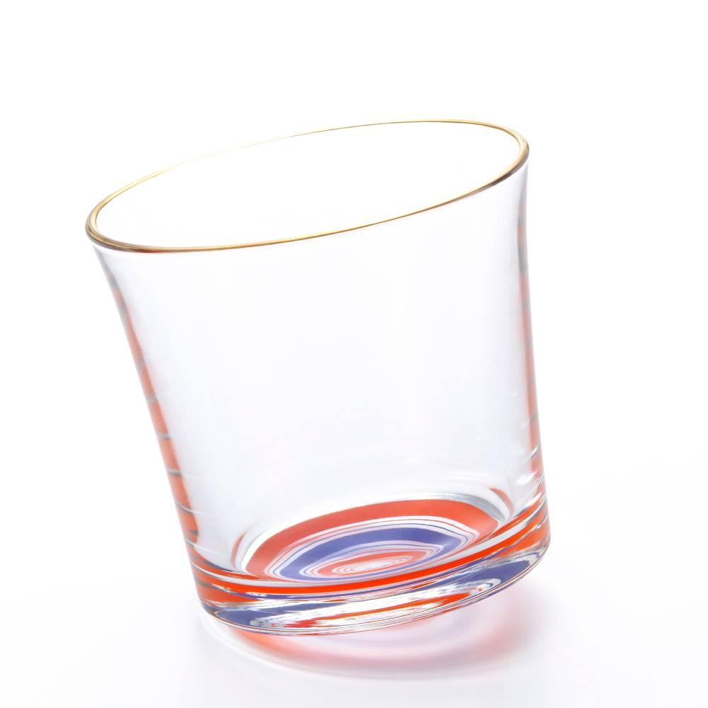 アデリア スタイリッシュショートグラス モダンレッド＆ブルー柄 280ml