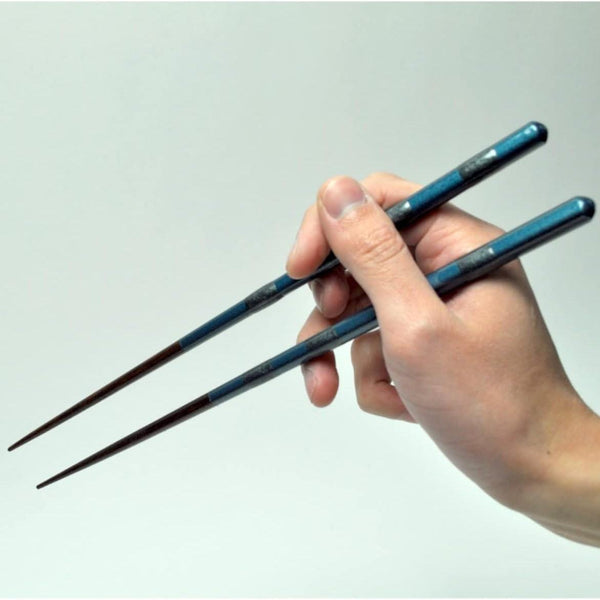 青葉 食洗機対応 木製箸 無双 ブルー 26cm