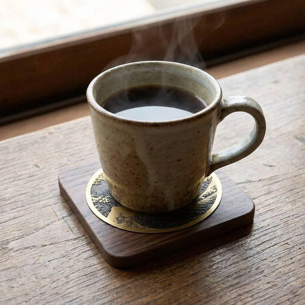 真鍮製コースター 浮世絵 神奈川沖浪裏 デザイン