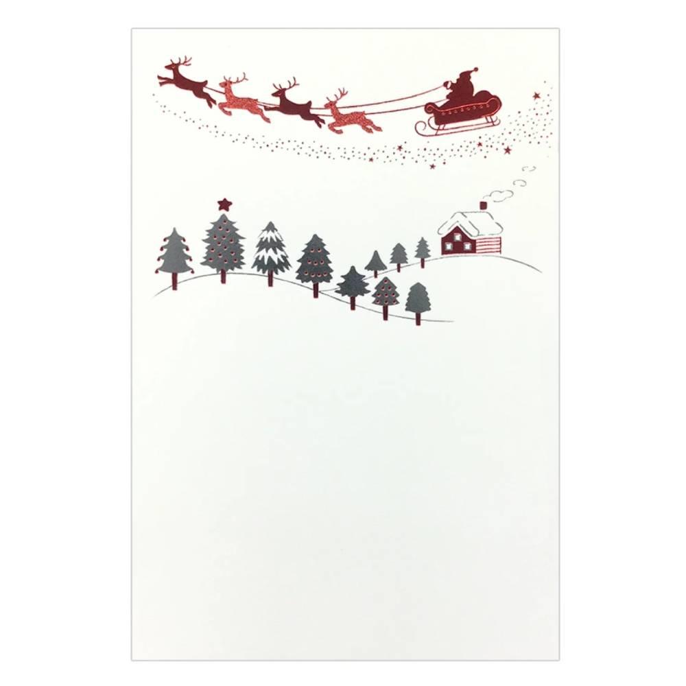 クリスマスをテーマにしたポストカード（箔押しサンタデザイン）