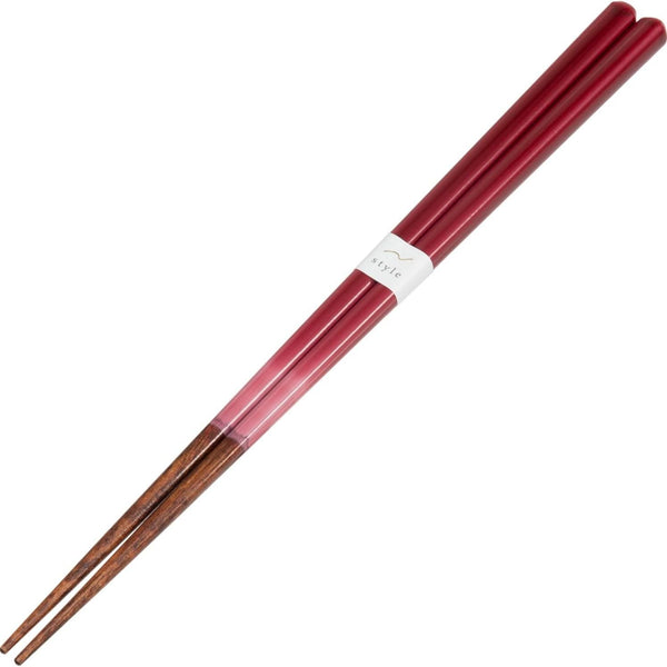 アオバ 食器洗い機対応 木製箸 ワインレッド 23cm