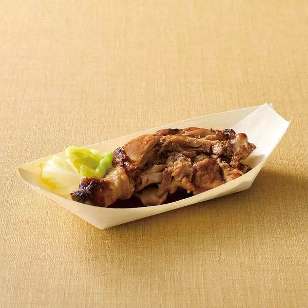 使い捨て天然木製たこ焼き用サービングボート（100枚入り）