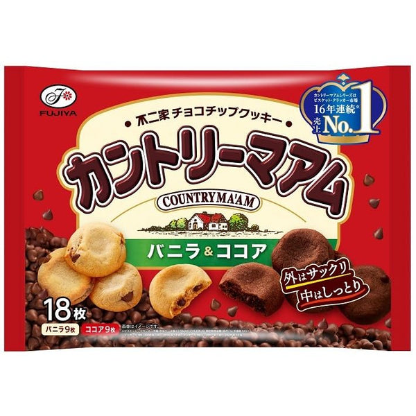 不二家 カントリーマアム バニラ＆ココア ソフトチョコチップクッキー 18枚入