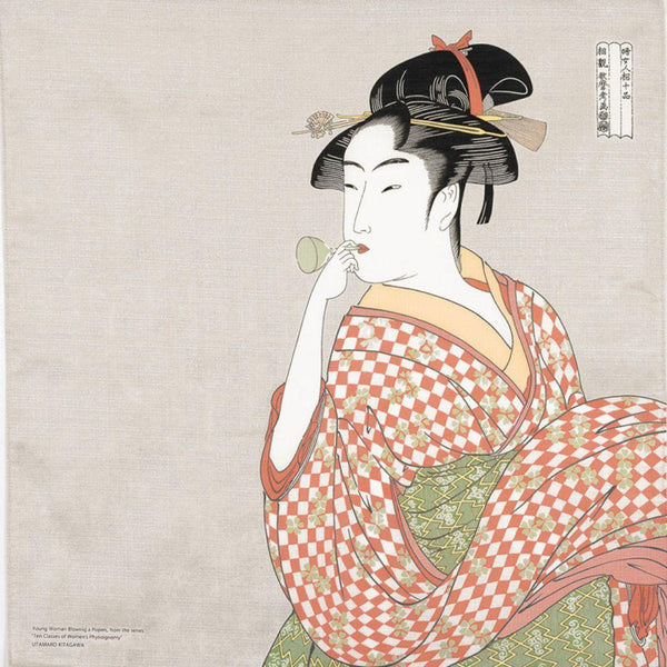 風呂敷 ガラスのパイプを吹く女性 浮世絵 ラッピングクロス 70x70cm